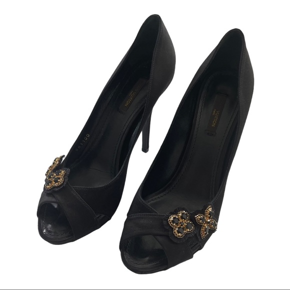 LV Louis Vuitton Peeptoe Heels - sz38.5 - Picture 2 of 9